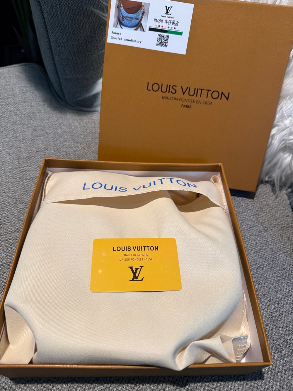 Louis Vuitton Light Blue Denim Crescent Shoulder Bag with Gold Chain - Picture 8 of 8
